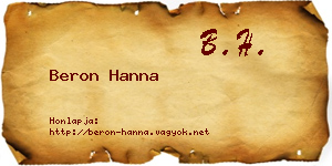 Beron Hanna névjegykártya